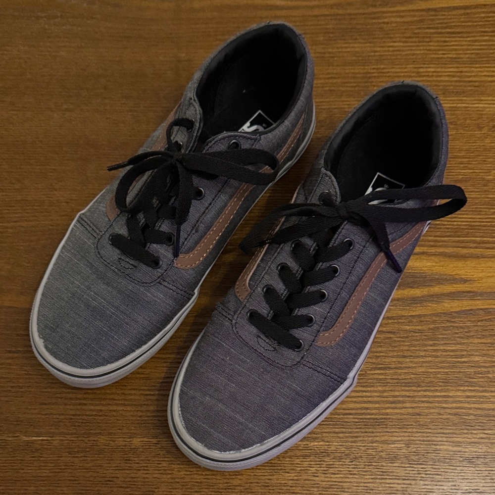 Vans Charcoal and Tan Sneakers - Youth Size 6